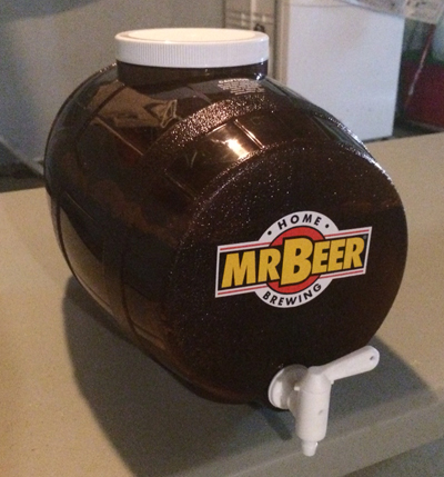 This plastic keg holds the wort -- a mixture of malt syrup, yeast and water -- while it ferments.