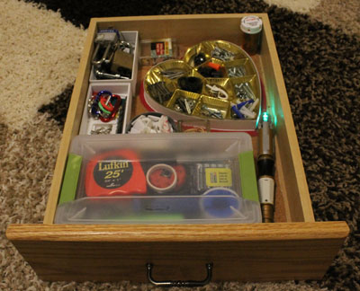 Yes, I sorted all the hardware into an old candy box. You know I'd be thrilled if Ron brought me a box of hardware for Valentine's Day.